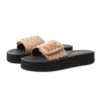 Michael Kors Logo Pattern Wedge Slides Women - GLD