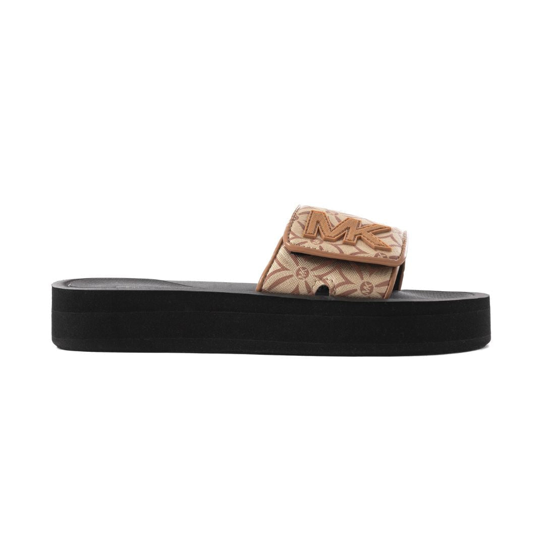 Michael Kors Logo Pattern Wedge Slides Women - GLD