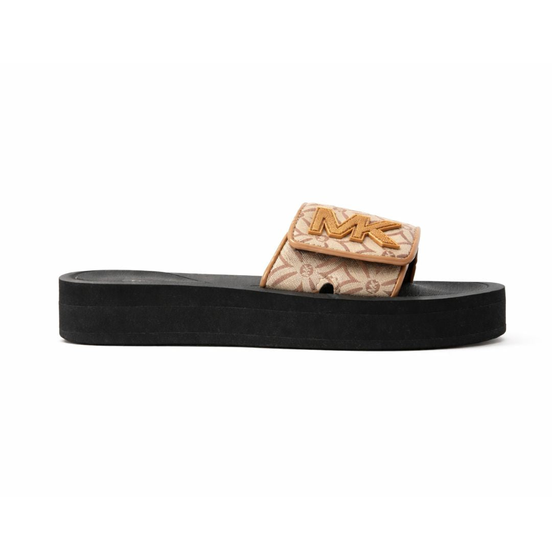 Michael Kors Logo Pattern Wedge Slides Women - GLD