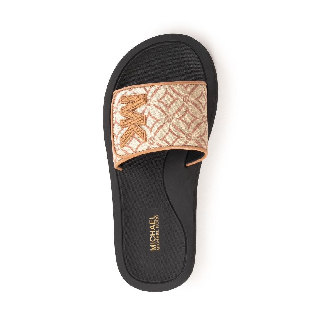 Michael Kors Logo Pattern Wedge Slides Women - GLD