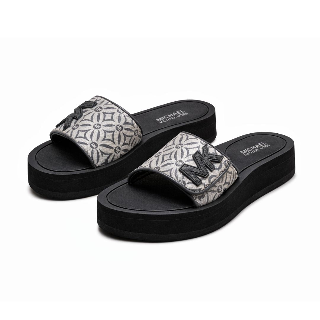 Michael Kors Logo Pattern Wedge Slides Women - SLV