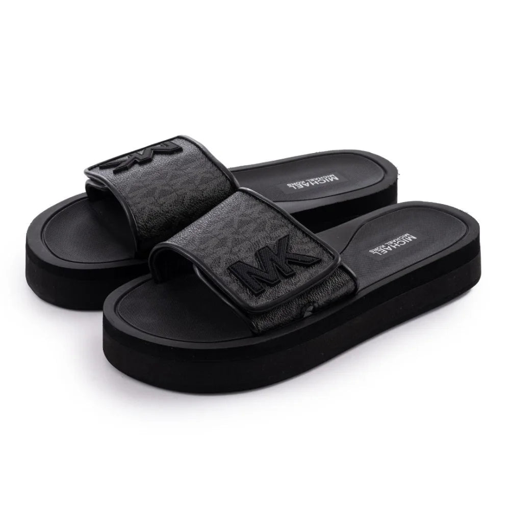 Michael Kors Monogram Wedge Slides Women - BLK - Black / 37