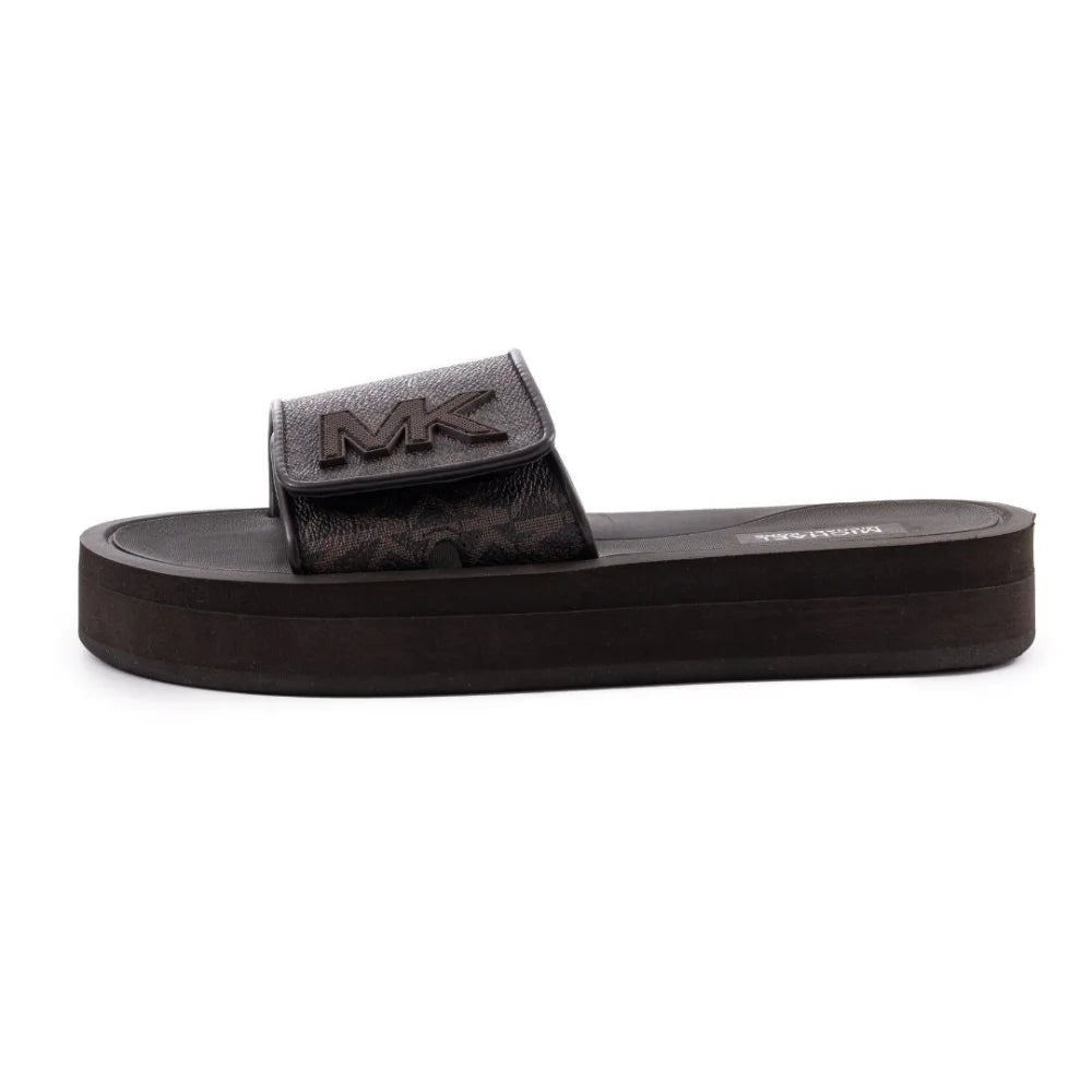 Michael Kors Monogram Wedge Slides Women - BRN