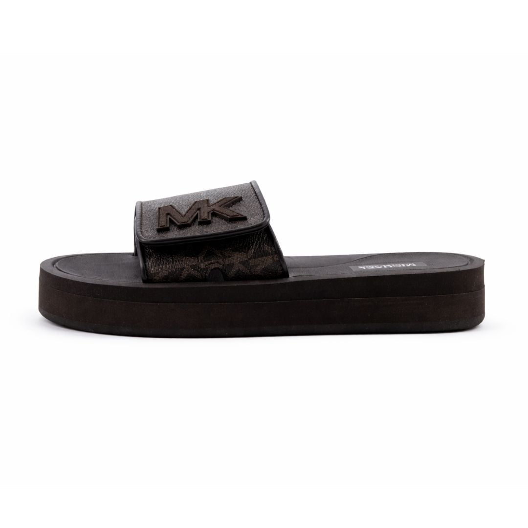 Michael Kors Monogram Wedge Slides Women - BRN