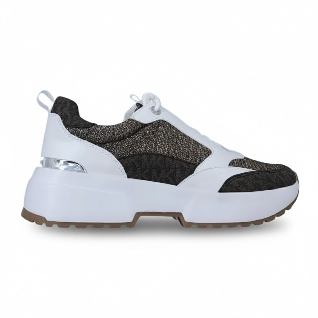 Michael Kors Muse Logo and Mesh Trainer Sneakers Women - WHTBRN - White-Brown / 39