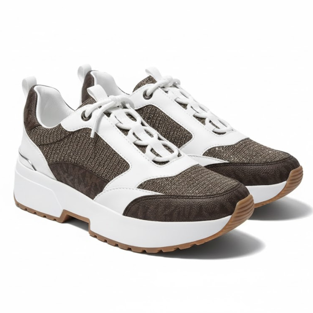 Michael Kors Muse Logo and Mesh Trainer Sneakers Women - WHTBRN - White-Brown / 39