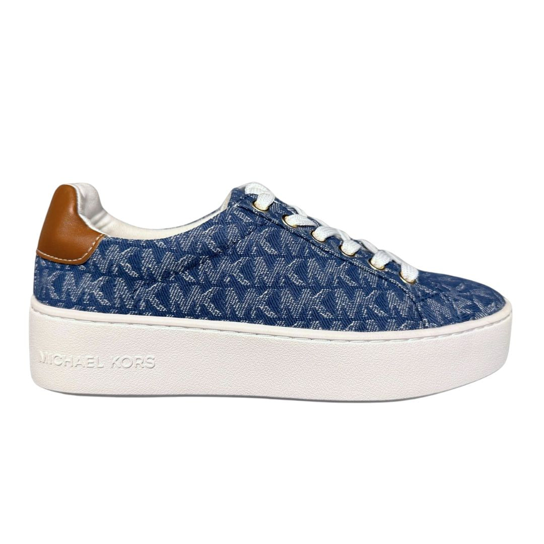 Michael Kors Poppy Monogram Lace-up Trainer Women - BLUTAN - 35.5 / Blue
