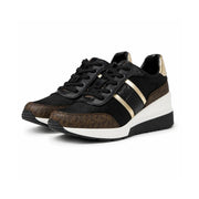 Michael Kors Raina Mixed-Media Platform Trainer - BLKBRN - Black / 36.5