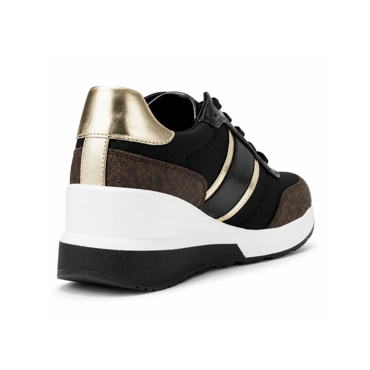 Michael Kors Raina Mixed-Media Platform Trainer - BLKBRN