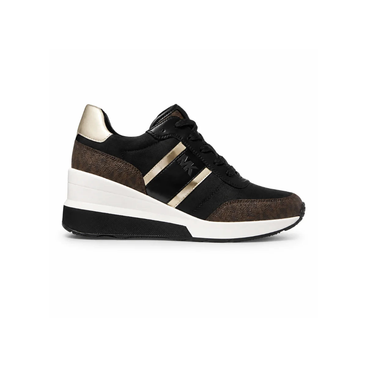 Michael Kors Raina Mixed-Media Platform Trainer - BLKBRN