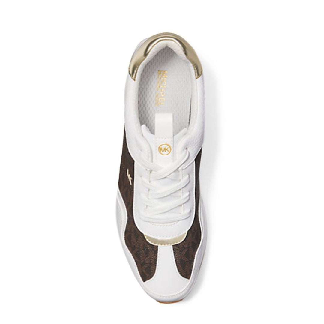 Michael Kors Raina Mixed-Media Platform Trainer - WHTBRN