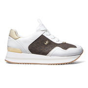 Michael Kors Raina Mixed-Media Platform Trainer - WHTBRN - White / 37