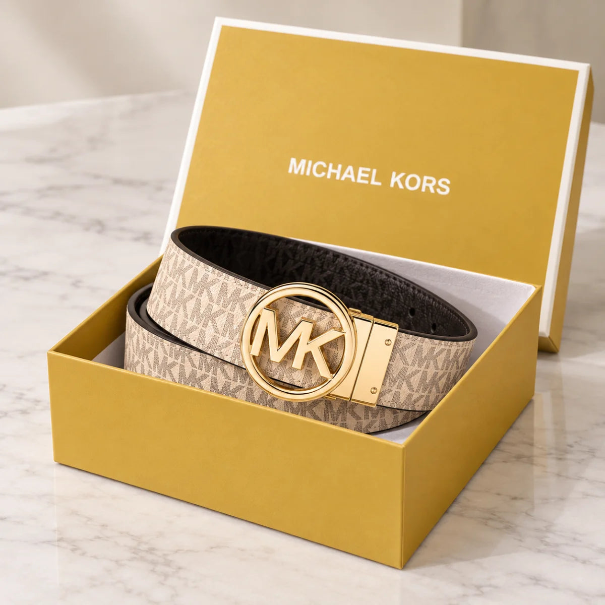 Michael Kors Reversible MK Logo Leather Belt Women
