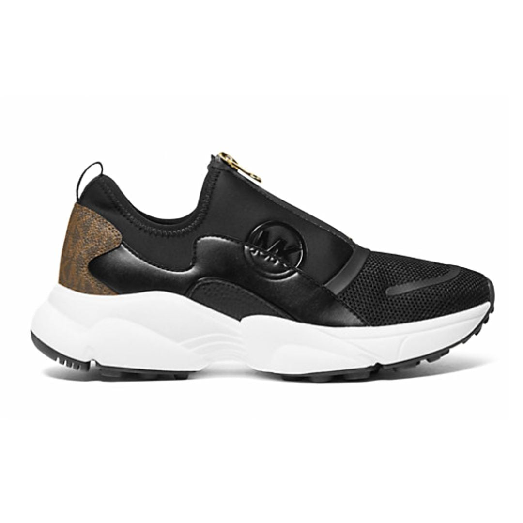 Michael Kors Sami Scuba and Mesh Zip-Up Trainer - BLKBRN - Black / 37