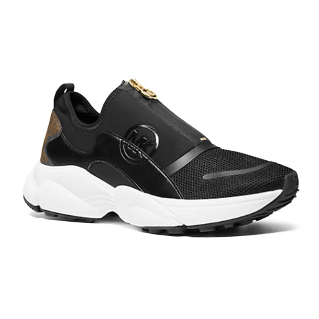 Michael Kors Sami Scuba and Mesh Zip-Up Trainer - BLKBRN