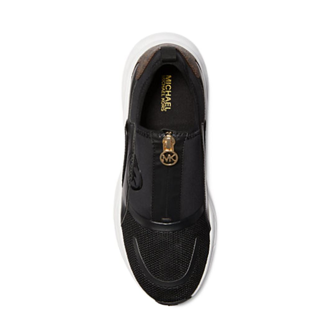 Michael Kors Sami Scuba and Mesh Zip-Up Trainer - BLKBRN