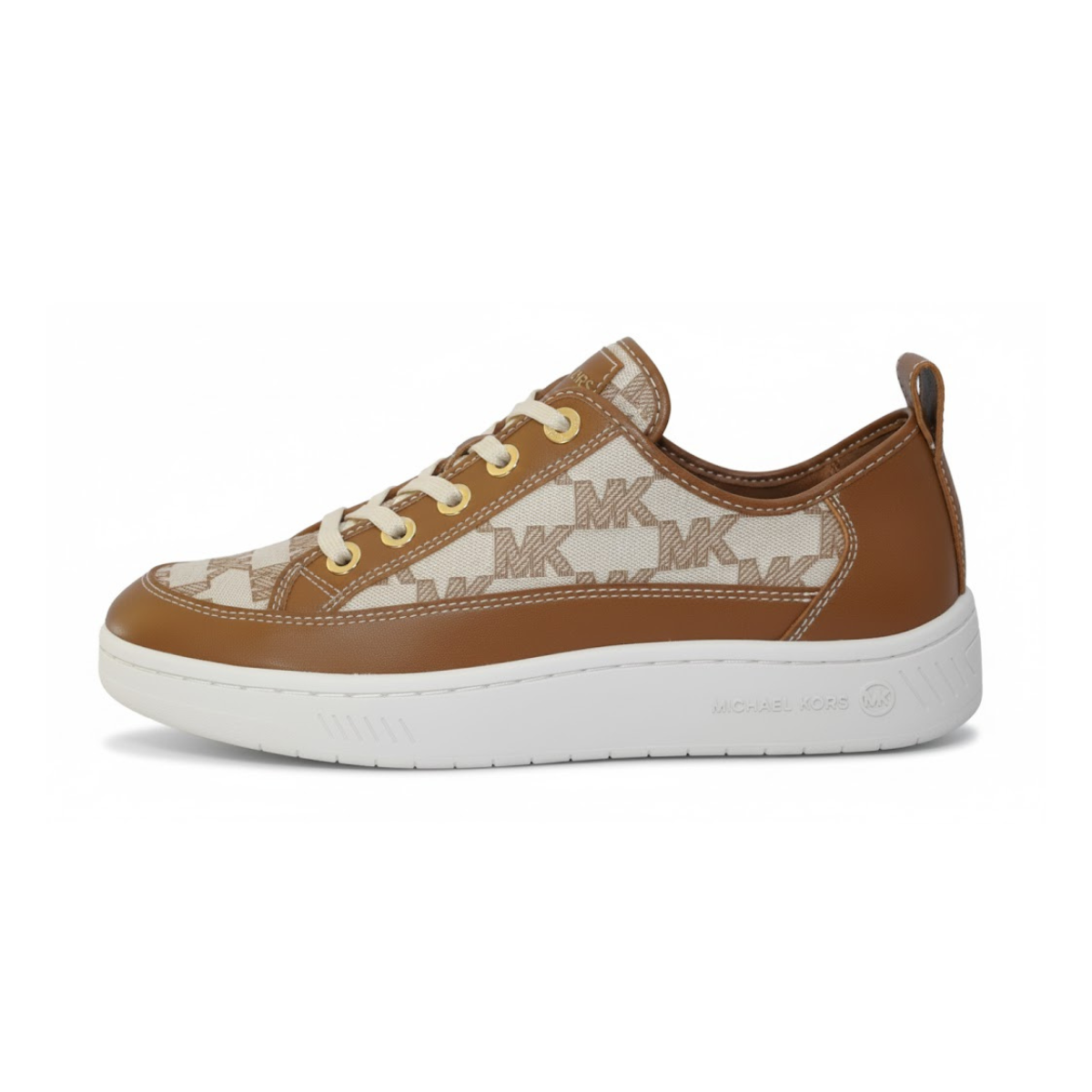 Michael Kors Theo Jacquard Y Cuero Sneaker Woman - TANBEG - Tan-Beige / 39