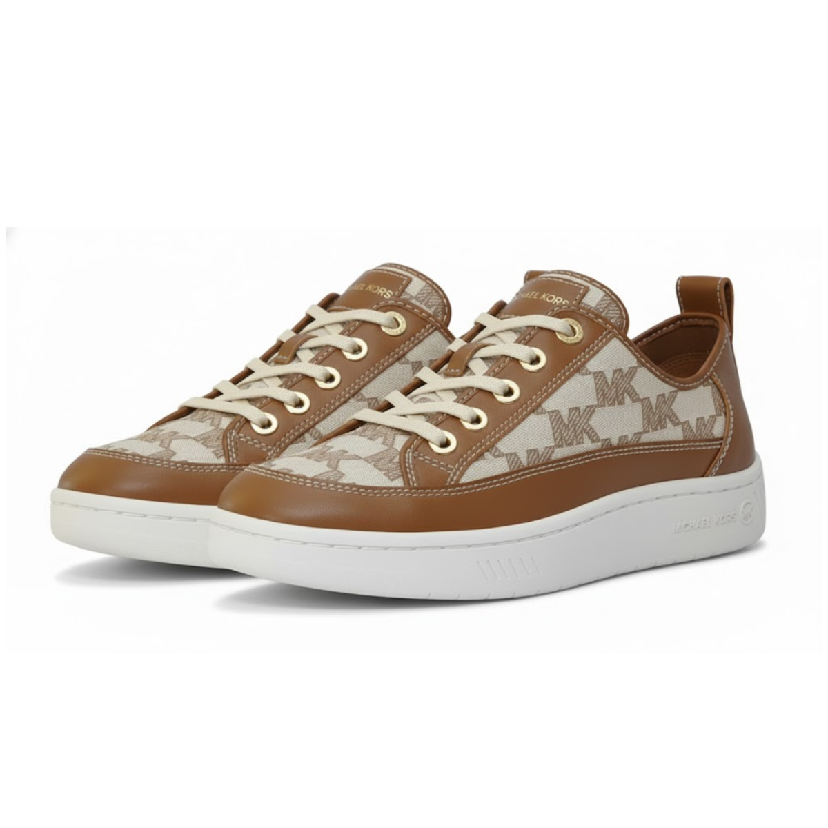 Michael Kors Theo Jacquard Y Cuero Sneaker Woman - TANBEG - Tan-Beige / 39