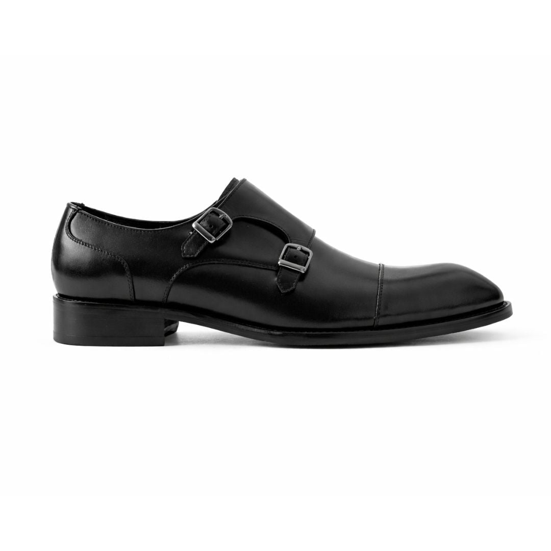 OURTHREE Stainly Double Monk Leather Loafers Men - BLK - Black / 40