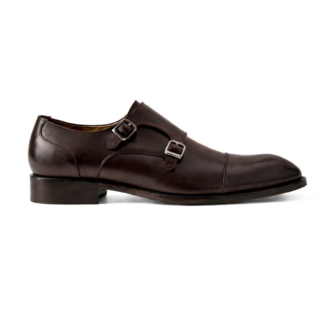 OURTHREE Stainly Double Monk Leather Loafers Men - BRN - Brown / 40