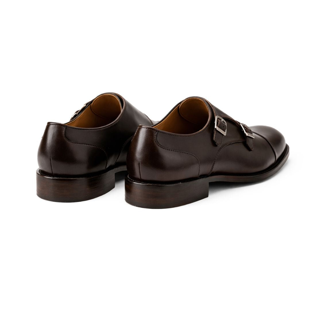 OURTHREE Stainly Double Monk Leather Loafers Men - BRN