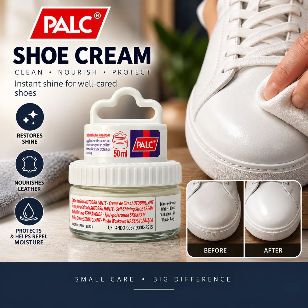 PALC Self Shining Shoe Cream Kit - 50ml / White