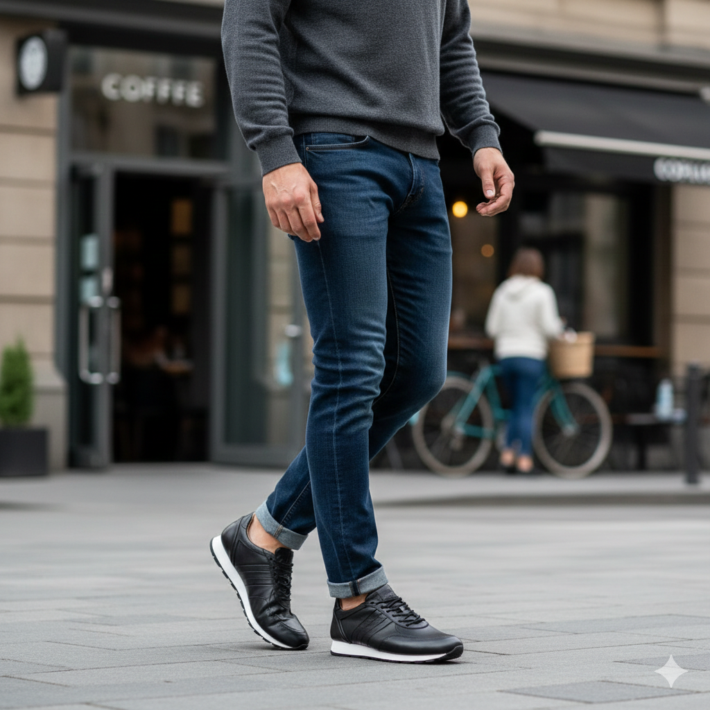 PATINA Causal Leather Shoes Men 900-01-BLK