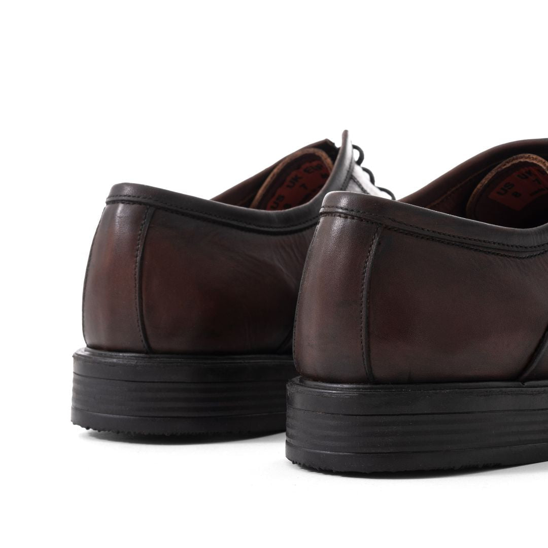 PATINA Plain Lace-Up Leather Oxford Shoes for Men 026-01-BRN