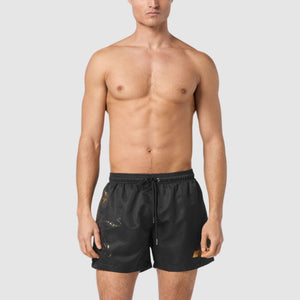PLEIN SPORT Logo Print Drawstring Swim Shorts Men PS25025-BLK