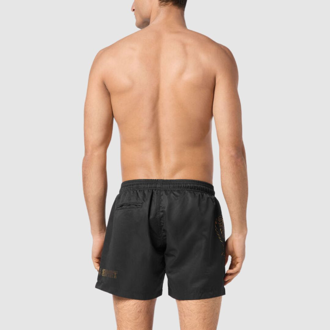 PLEIN SPORT Logo Print Drawstring Swim Shorts Men PS25025-BLK