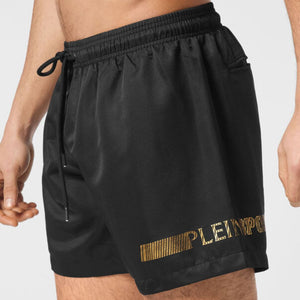 PLEIN SPORT Logo Print Drawstring Swim Shorts Men PS25025-BLK