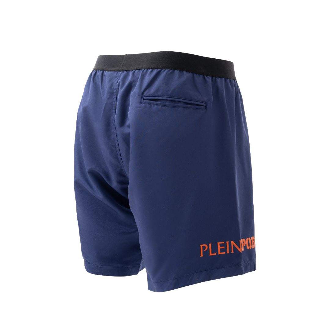 PLEIN SPORT Logo Print Drawstring Swim Shorts Men PS25027-BLU