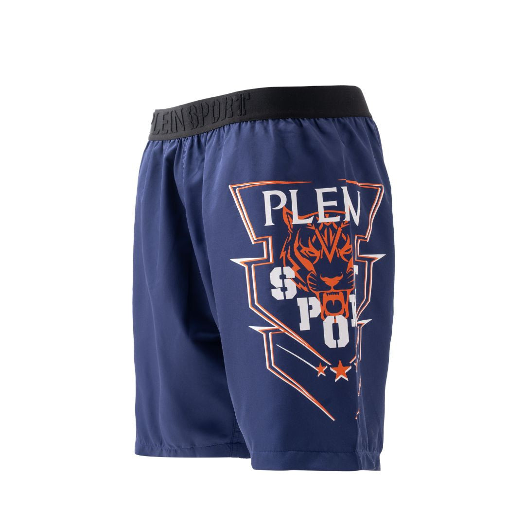 PLEIN SPORT Logo Print Drawstring Swim Shorts Men PS25027-BLU