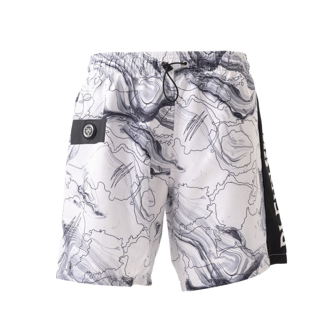 PLEIN SPORT Logo Print Drawstring Swim Shorts Men PS25042-WHT
