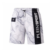 PLEIN SPORT Logo Print Drawstring Swim Shorts Men PS25042-WHT - White / S