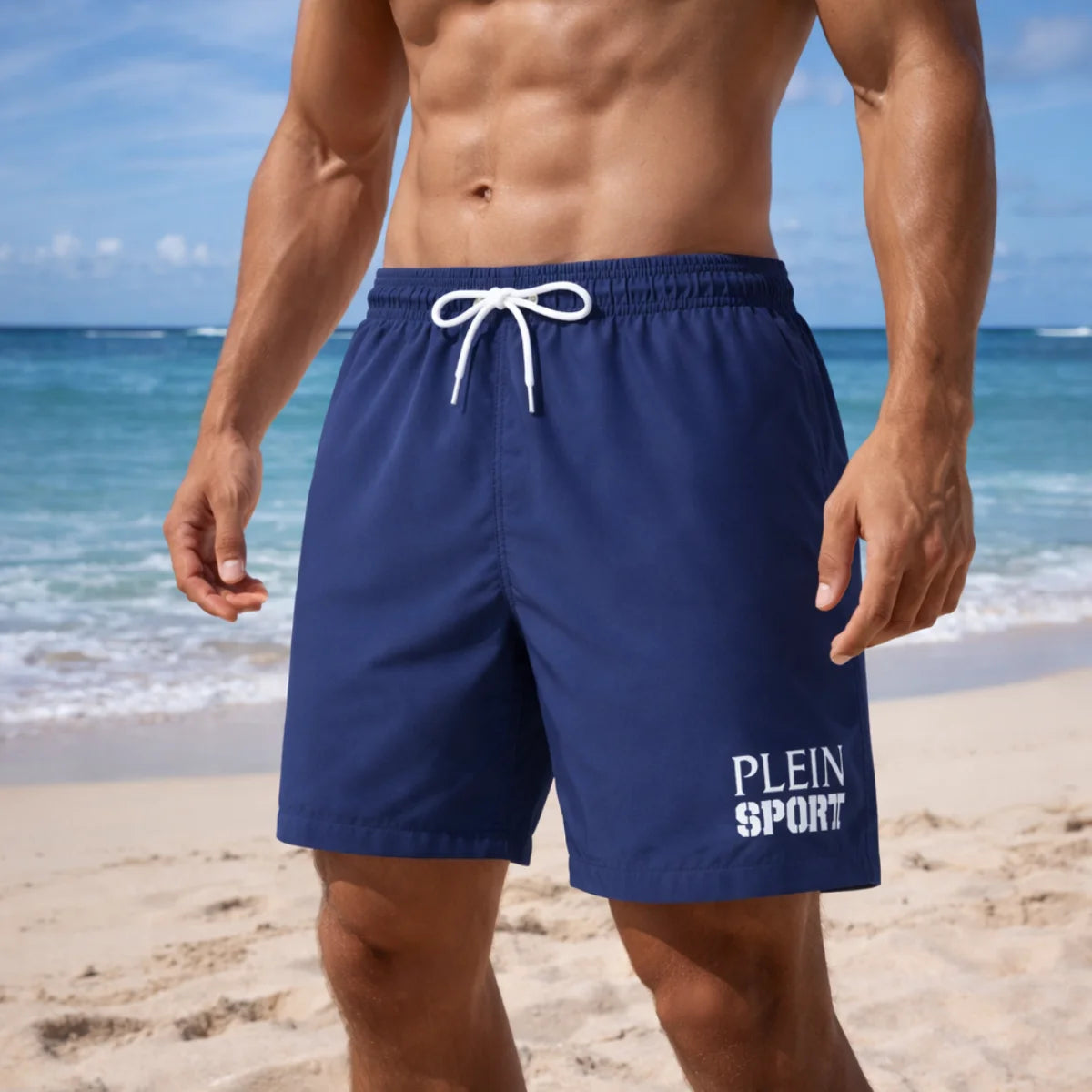 PLEIN SPORT Logo Print Drawstring Swim Shorts Men PS25044-NVY