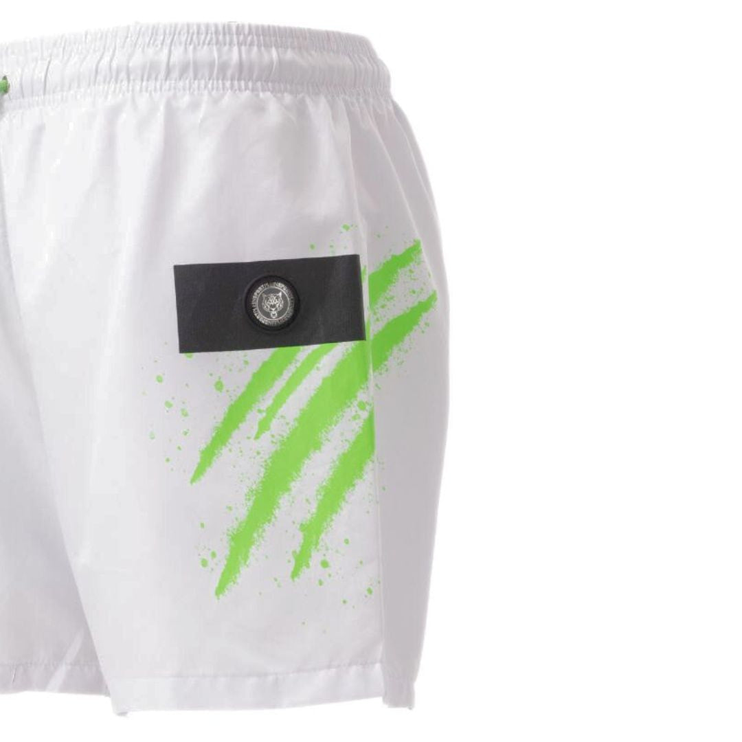 PLEIN SPORT Logo Print Drawstring Swim Shorts Men PS25052-WHT