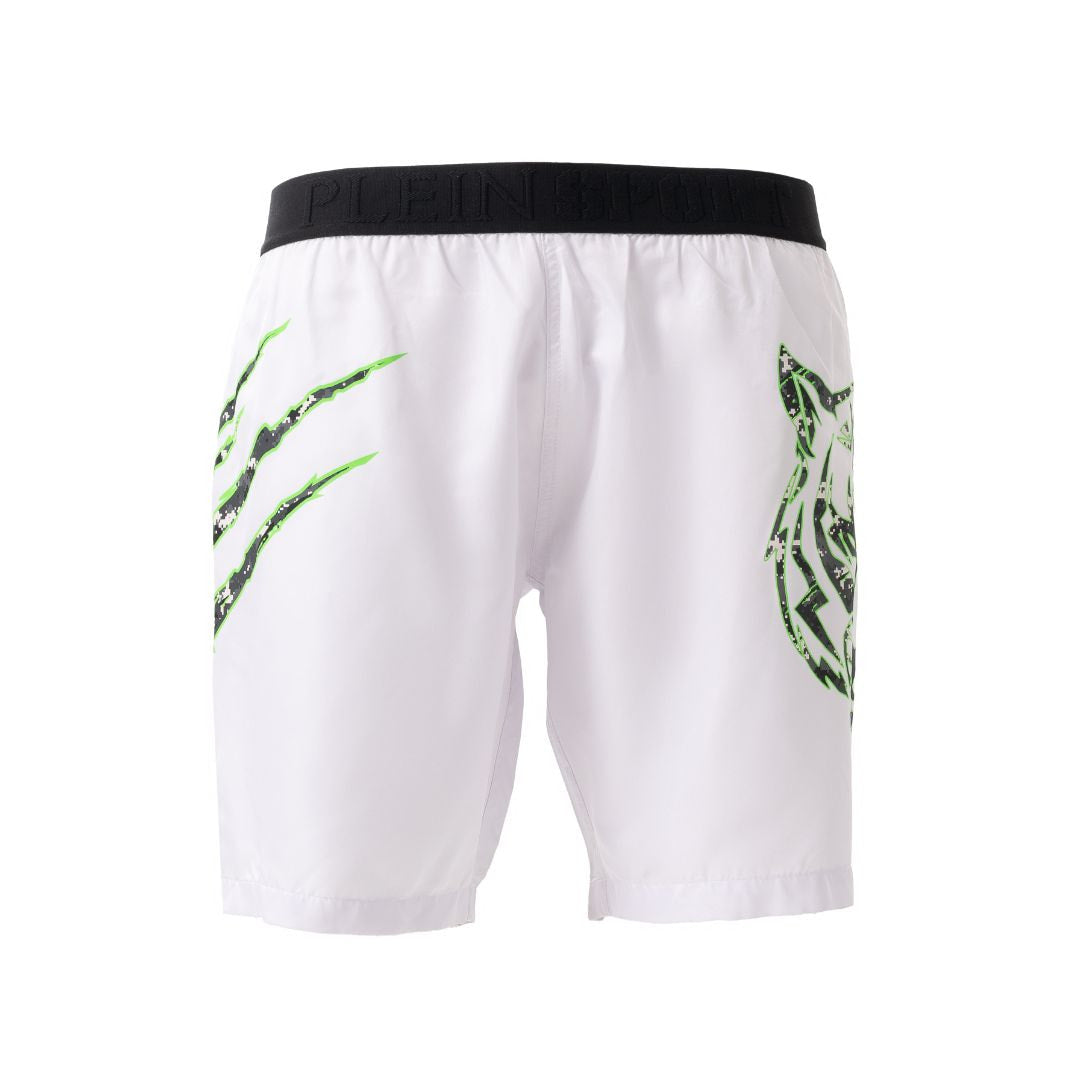 PLEIN SPORT Logo Print Drawstring Swim Shorts Men PS25053-WHT - S / White