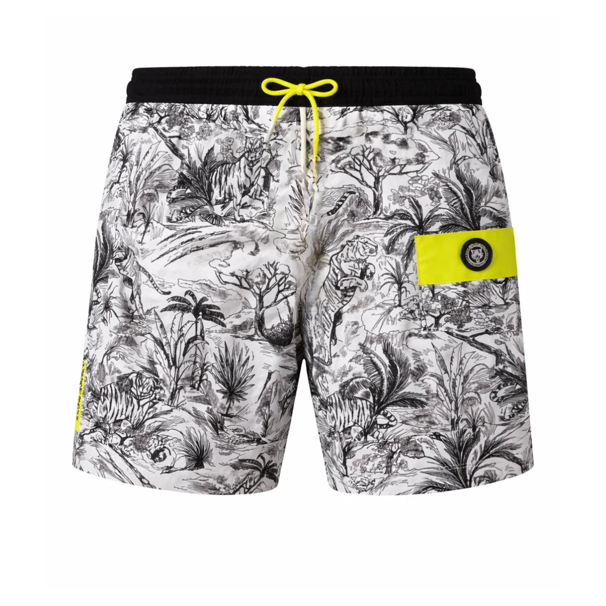 PLEIN SPORT Logo Print Drawstring Swim Shorts Men PS25066 - WHTBLK - White-Black / S