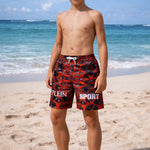 PLEIN SPORT Logo Print Drawstring Swim Shorts Men PS25099- RED - Red / 14-15year