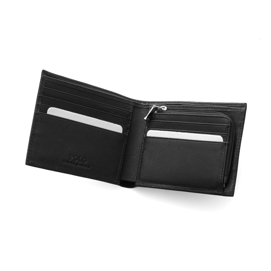 POLO RALPH LAUREN Bear Leather Bifold Wallet - BLK - Black