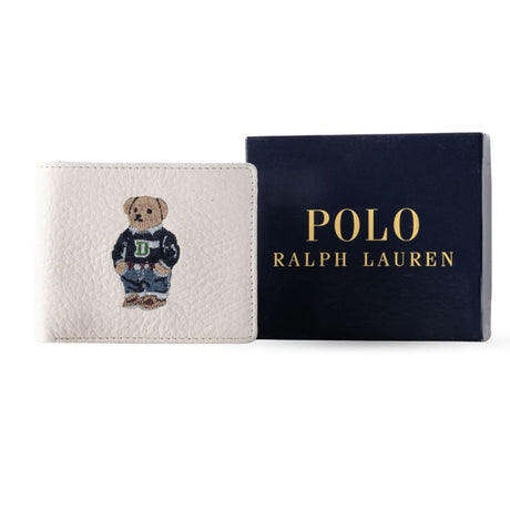 POLO RALPH LAUREN Bear Leather Bifold Wallet - WHT White Accessories