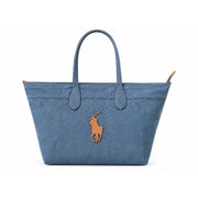 POLO RALPH LAUREN Big Pony Denim Medium Bellport Tote Bag - DEM - Denim