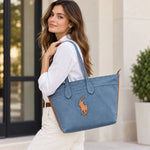 POLO RALPH LAUREN Big Pony Denim Medium Bellport Tote Bag - DEM - Denim