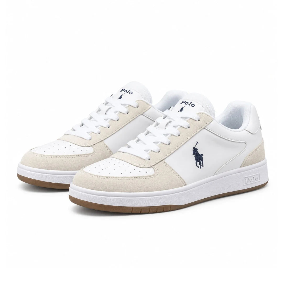 Polo Ralph Lauren Court Leather Suede Sneakers Men - WHT - White / 40