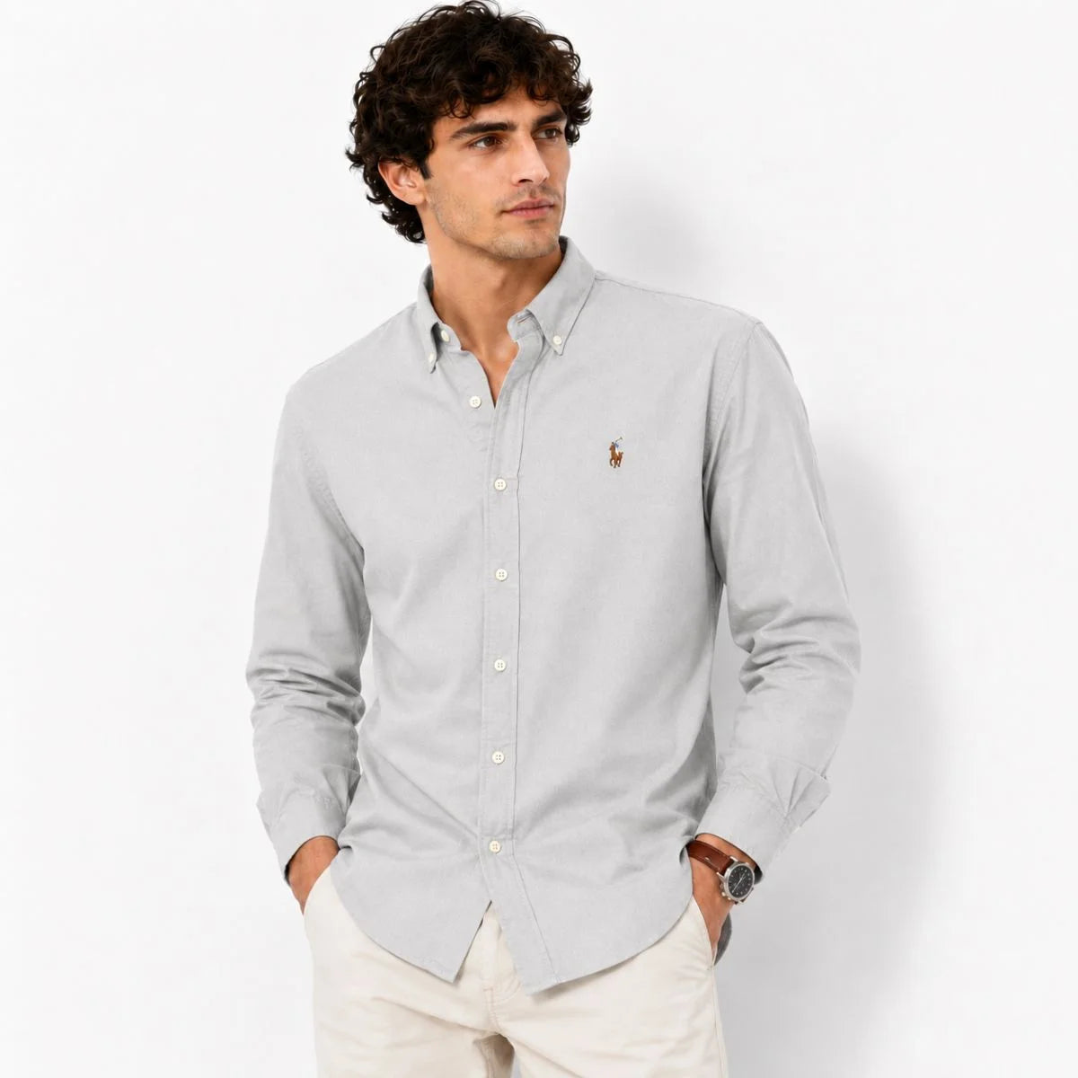 Polo Ralph Lauren CUSTOM FIT OXFORD SHIRT - Light Gray / S