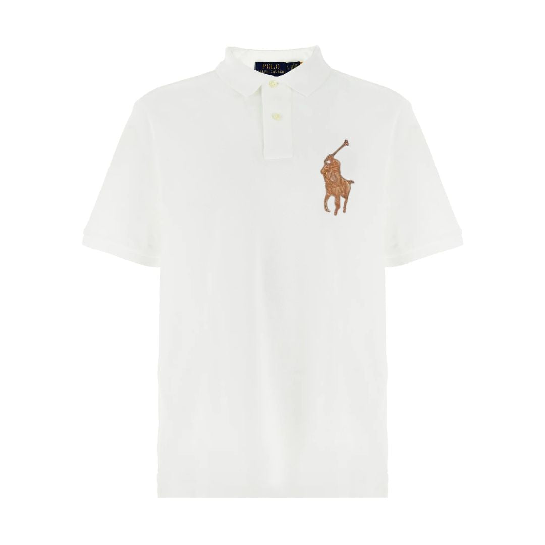 Polo Ralph Lauren Custom Slim Fit Leather-Pony Polo Shirt Men - WHT - White / S