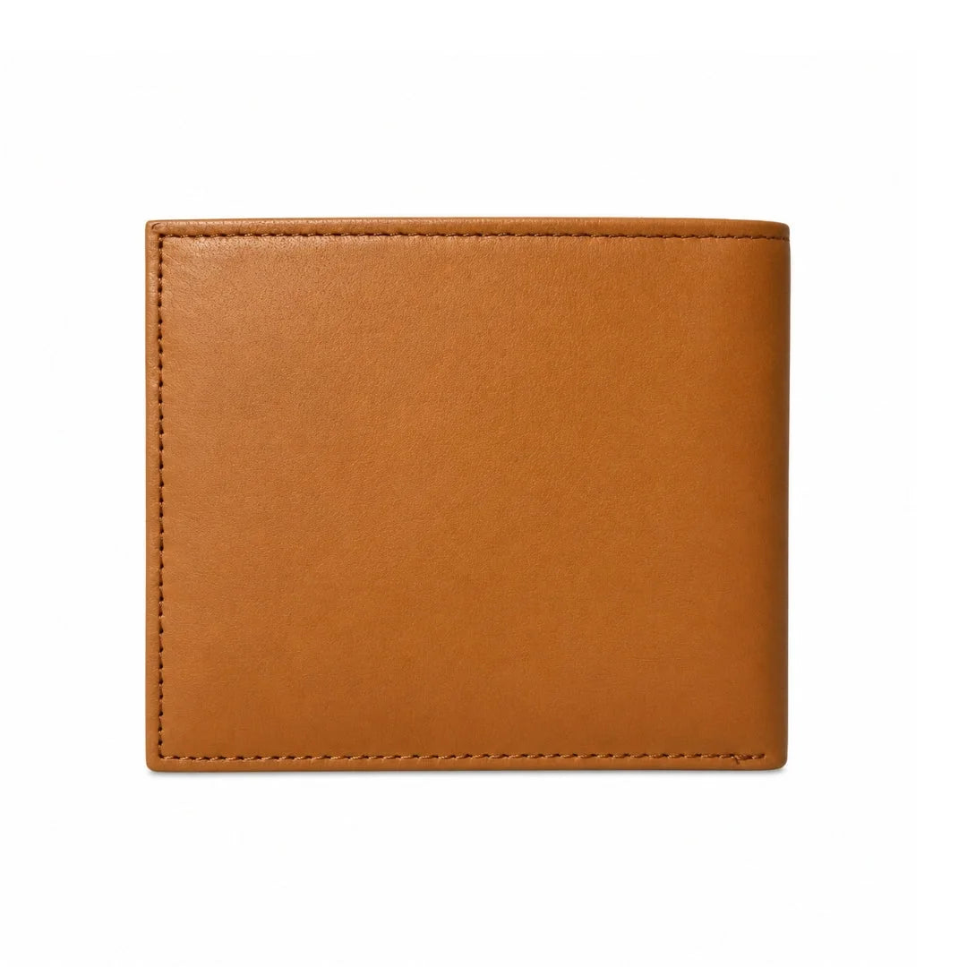 POLO RALPH LAUREN Embossed Logo Leather Bifold Wallet Men - TAN - Tan