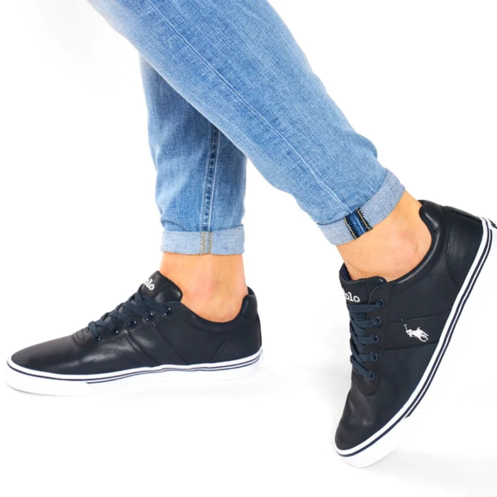 Polo Ralph Lauren Hanford Leather Sneakers Men - NAVY - Shoes