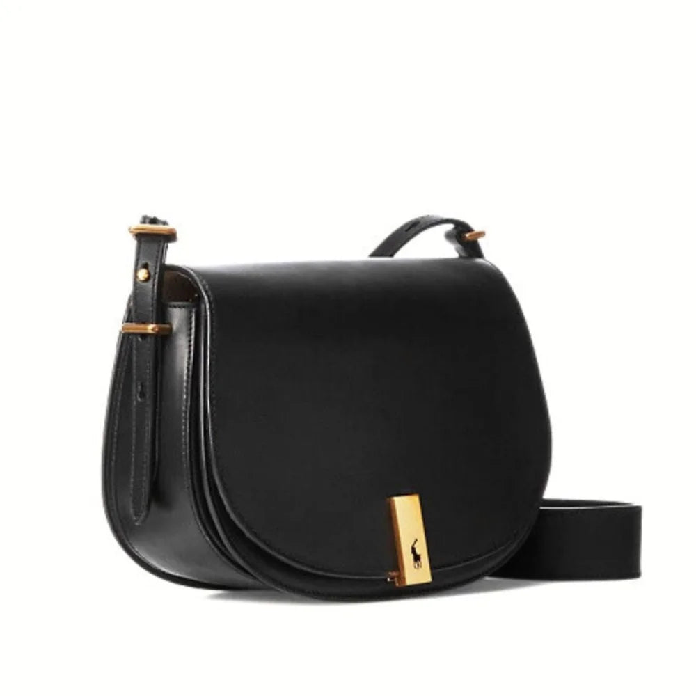 POLO RALPH LAUREN Polo ID Calfskin Saddle Bag - BLK - Black